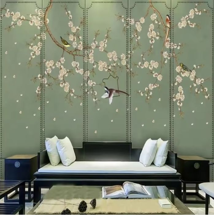 Papier Peint Panoramique 3D style chinois fleur de prunier peinture ...