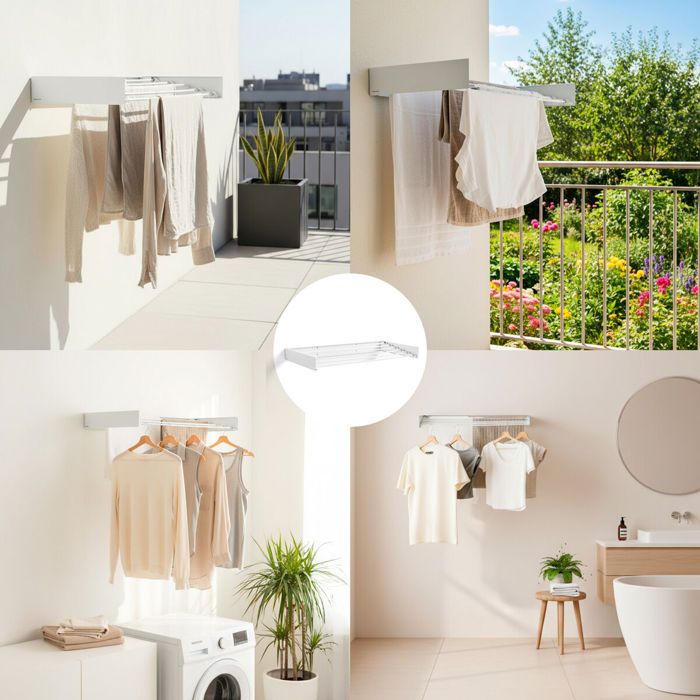 Corde A Linge 4.2M Double Rope Fil A Linge Retractable Mural Acier