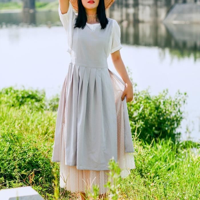 Blouse Tablier De Maison Avec Manches - Satin Coloré - Neuf Avec étiquettes - Chine