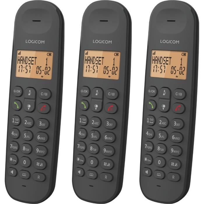 Téléphone sans fil Logicom Iloa 155T avec répondeur Noir - Téléphone
