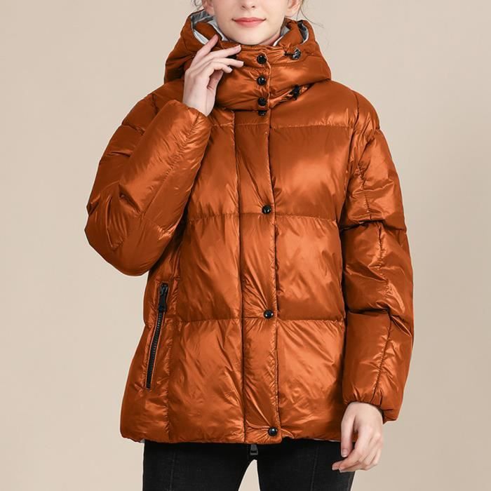 Doudoune pour Femme Contraste Couleur Leger Epaissir Lache Doudoune Duvet Matelasse Pliable Court Doudoune Orange Blanc Orange blanc Cdiscount Pret a Porter