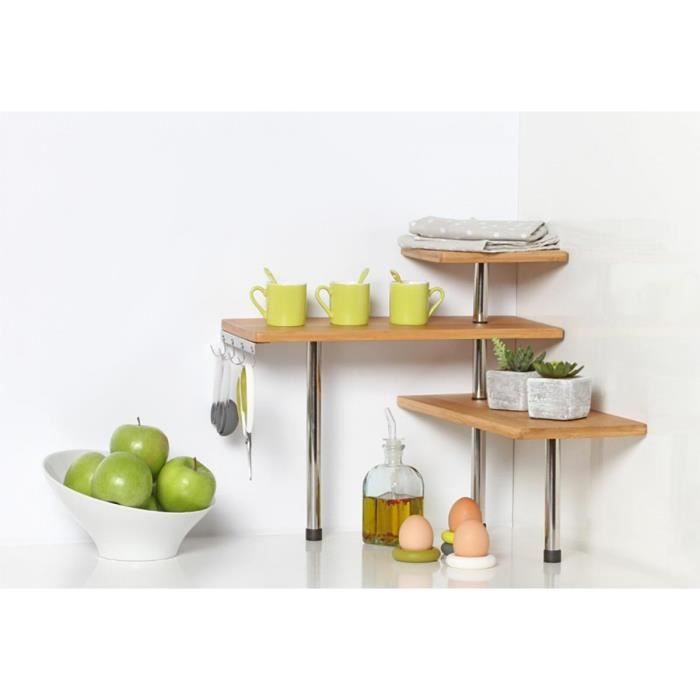 BAKAJI Étagère d'angle pour Salle de Bain, étagère Blanche en Bois Naturel, 4 étages, 30 x 30 x BAKAJI Étagère d'angle pour Salle de Bain, étagère Blanche en Bois Naturel, 4 étages, 30 x 30 x