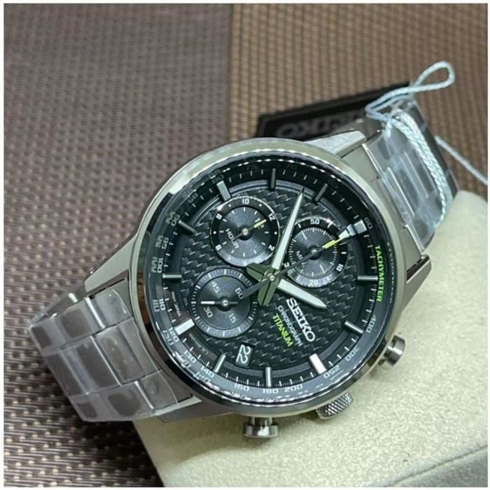 Seiko Hommes Montre chronographe en titane SSB389P1 Argent