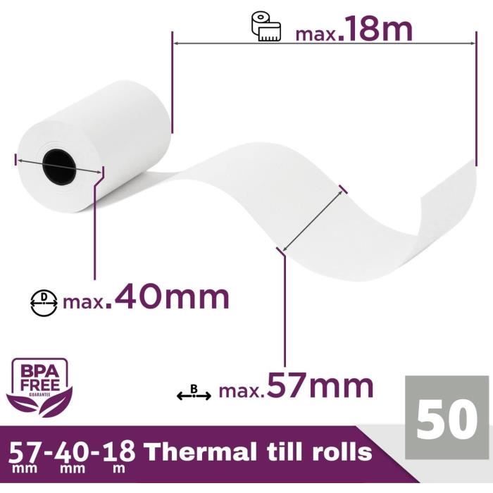 Bobine 57x40x12 pour TPE, CB papier thermique Longueur: ~18 mètres