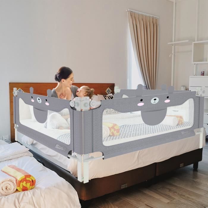 Barrière De Lit Enfant 180 Cm Réglable - Protection Anti-chute - Hauteur 70-93 Cm - Pour Lit Familial Ou Simple