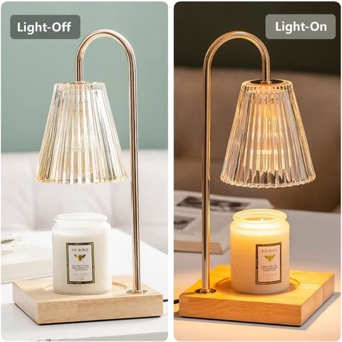 Lampe Chauffe-Bougie Électrique - Minuterie 2/4/8H Et Gradateur - Design Fleur Dorée - 2 Ampoules Incluses