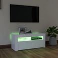 PAI® Meuble TV avec lumières LED Blanc 90x35x40 cm A804319 85433-3