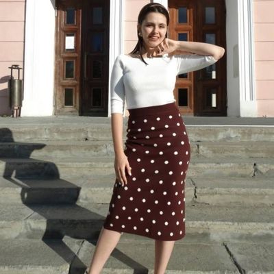 Jupe epaisse automne hiver femmes haute elastique Polk Dot longue tricotee pull chaude GIGOGOU Blanc Cdiscount Pret a Porter