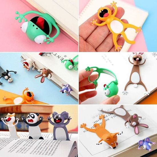 Marque-page 3D - Palz - Animaux en dessin animé - PVC imperméable - Cadeau amusant - Lecture
