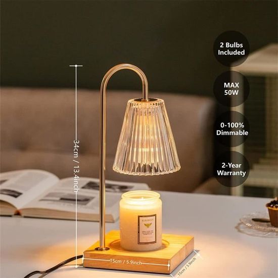 Lampe Chauffe-Bougie Avec Minuterie – 4 Luminosités, Hauteur Réglable – Idéale Pour Ambiance & Cadeau