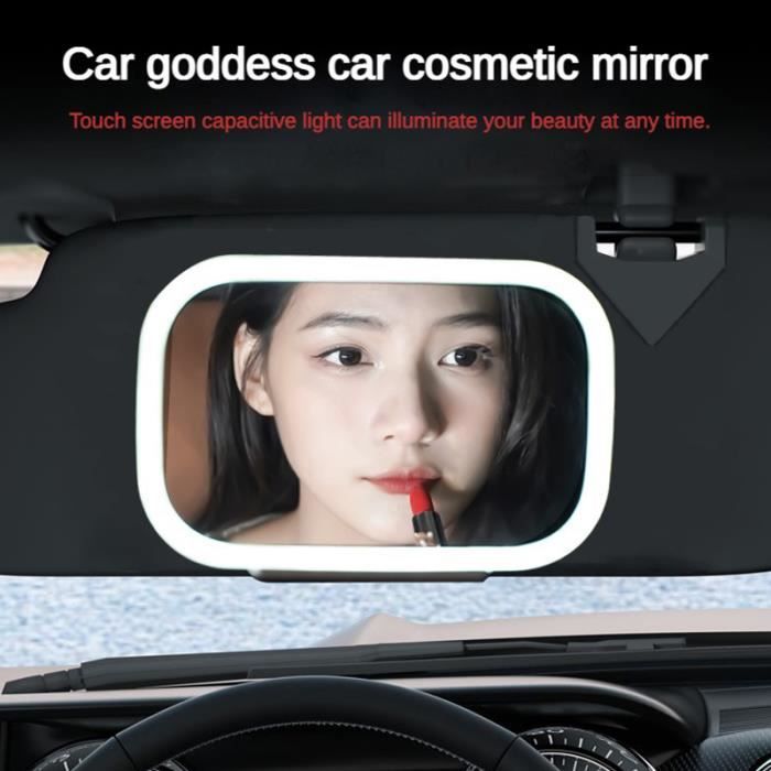 BLANC - Miroir de courtoisie de voiture universel, Lumière tactile LED à  intensité variable, Pare-soleil HD