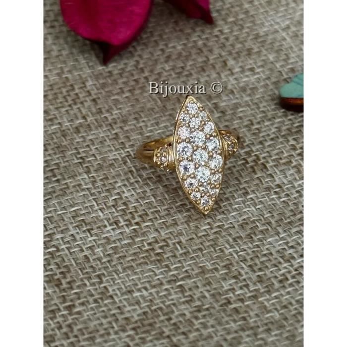 Bague Marquise Zirconium Plaqué Or 18 Carats 750/1000 Bijouxia