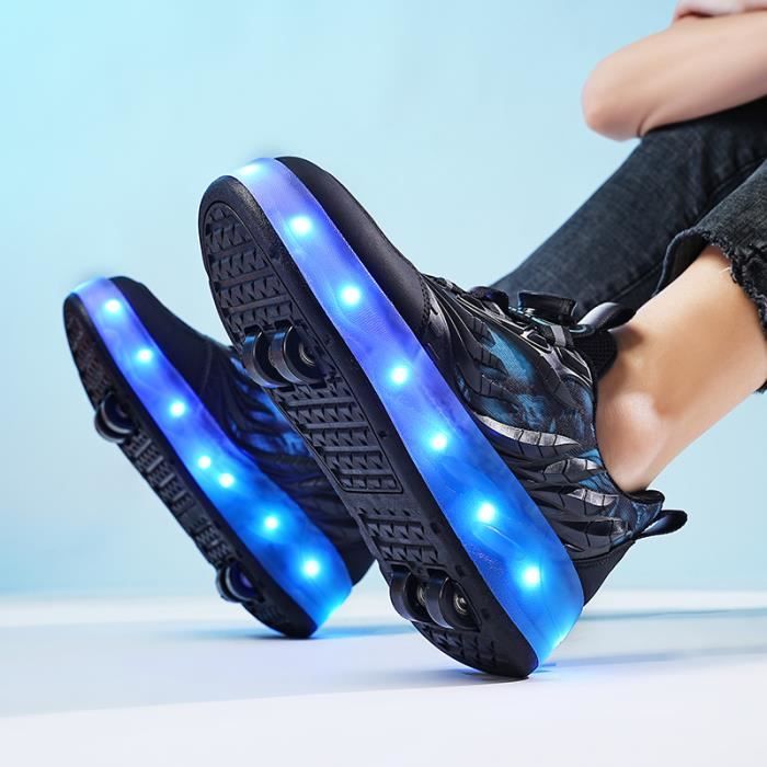 Nouveau Style Enfant Basket Roulettes à Chaussures LED Lumière USB Charge  Chaussures Garçons Filles Sneakers une Roues Bleu - Cdiscount Chaussures