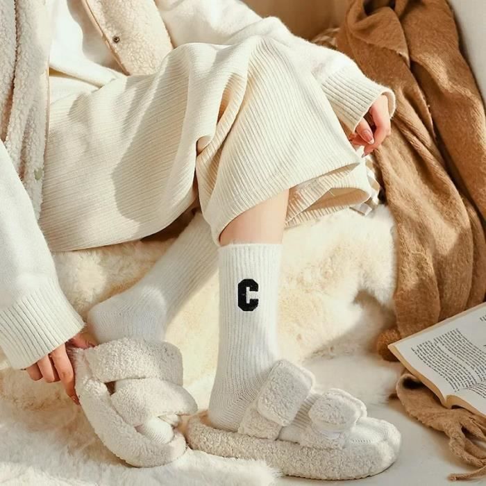 Chaussettes de Luxe en Laine pour Femme Chaudes en Cachemire Decontractee Solide Confortable pour la Maison de Haute Qualite Beige Cdiscount Pret a Porter