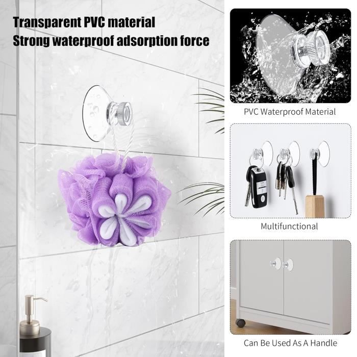 20 Ventouses Transparentes PVC Avec écrous – Puissantes, Réutilisables Pour Surfaces Lisses