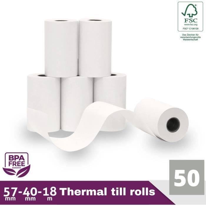 20 Rouleaux papier thermique 57x40x12 - TPE Ingenico / Verifone