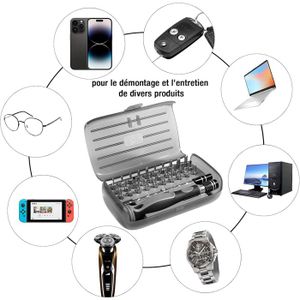 Tournevis de precision, 66 en 1 Kit mini tournevis electrique sans fil
