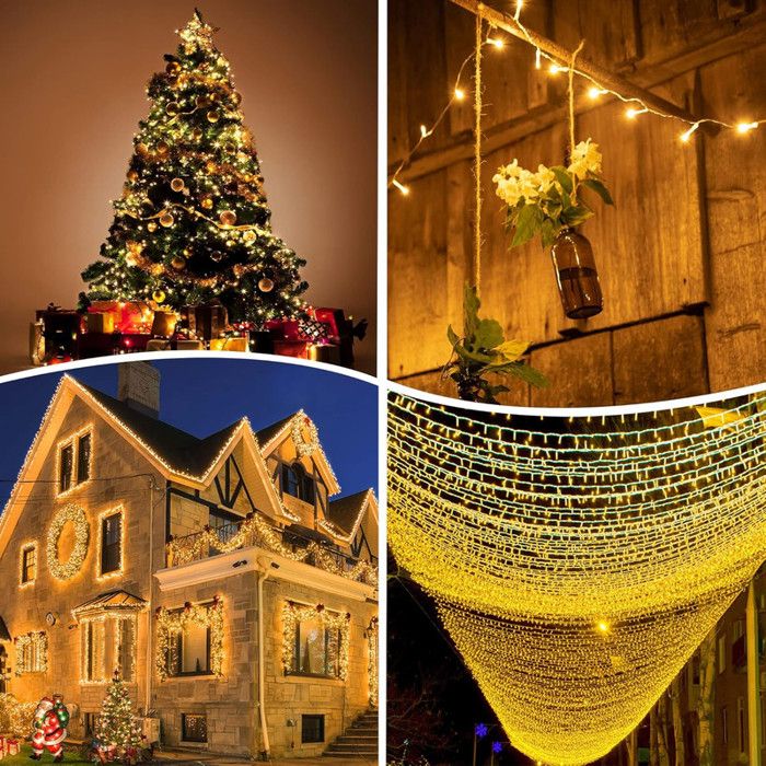 Guirlande Lumineuse LED 20m, 200 LEDs Blanc Chaud - IP44 Étanche - Pour Sapin De Noël, Décoration Intérieur/Extérieur, Fêtes - 7