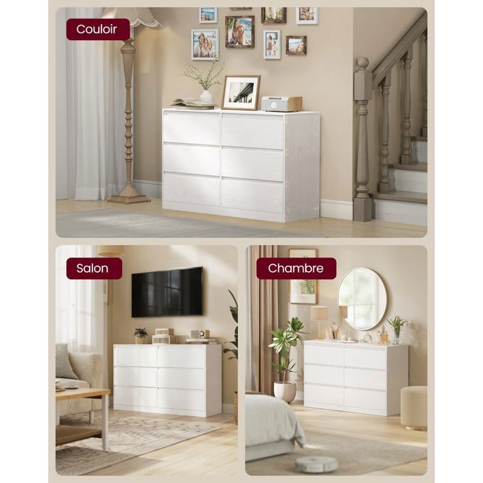 VASAGLE Kommode mit 8 Schubladen, Kommodenschrank, Schubladenschrank, Wäschekommode, für