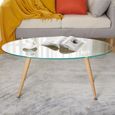 AKALNNY Meubles Chic Table Basse en Verre Trempé, Table Basse Ovale avec pied en métal,100 x 50 x 43 CM-0