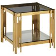Table D Appoint Design En Acier Inoxydable Poli Dore Et Plateau En Verre Trempe Transparent Anthracite L 55 X P 55 X H 55 Cm Achat Vente Table D Appoint Table D Appoint