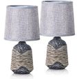 BRUBAKER - Lampe de table/de chevet - Lot de 2 - Design campagne/rustique - Hauteur 27,5 cm - Pied en Céramique/Brun-0