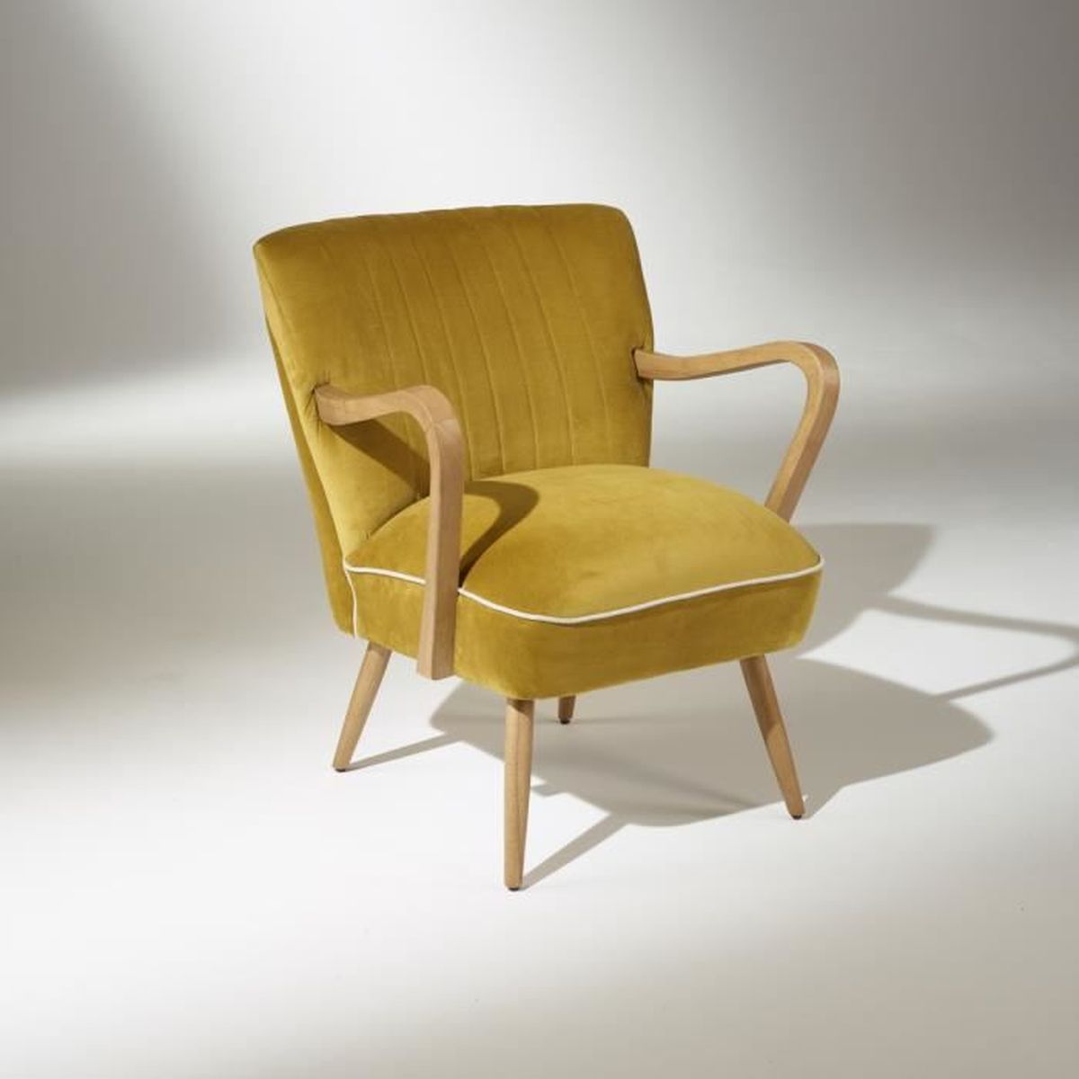 Fauteuil Vintage Sixty Jaune Moutarde Achat Vente Fauteuil Jaune Cdiscount