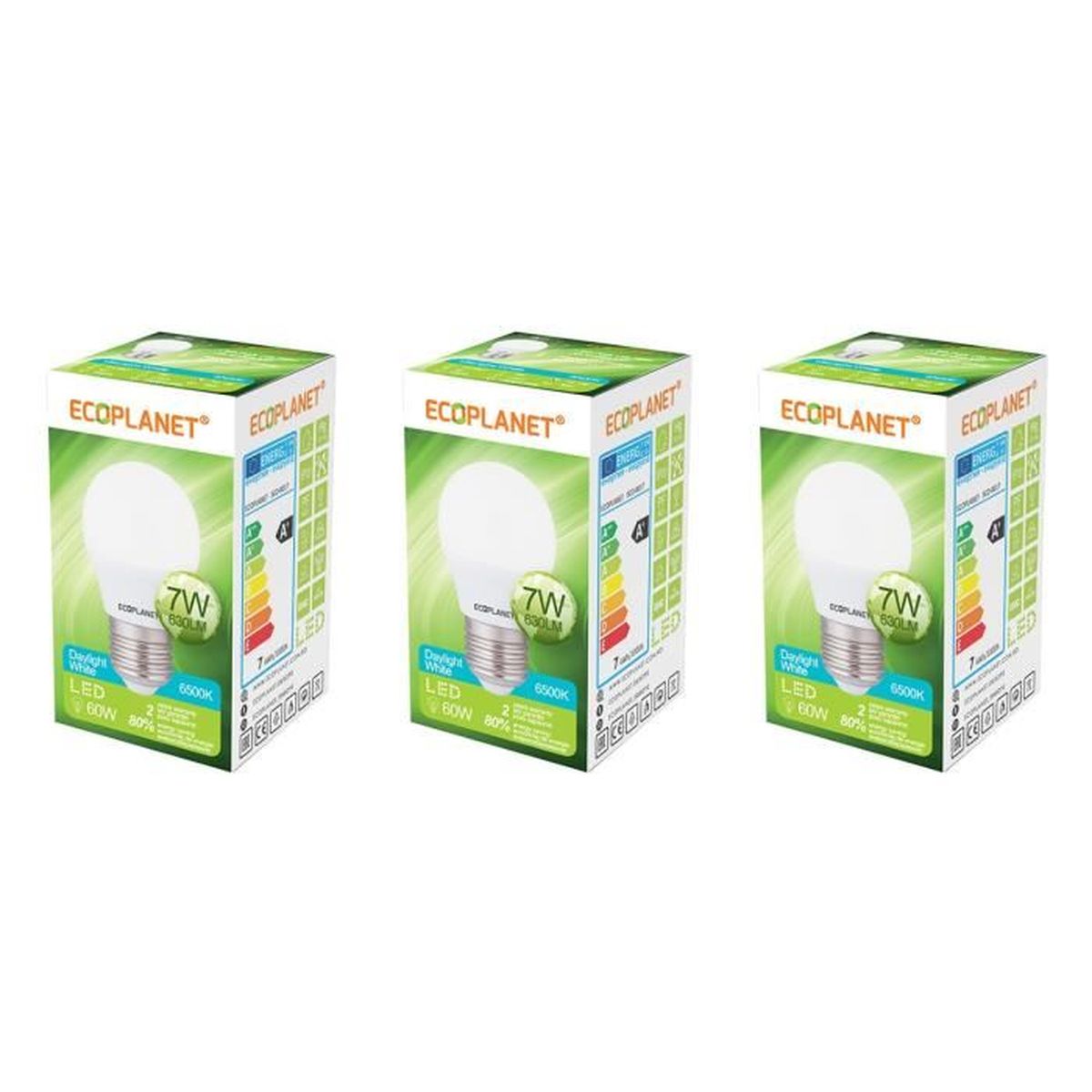 Lot de 3 Ampoules LED G45 Globe, Gros Culot A Vis E27, 7W