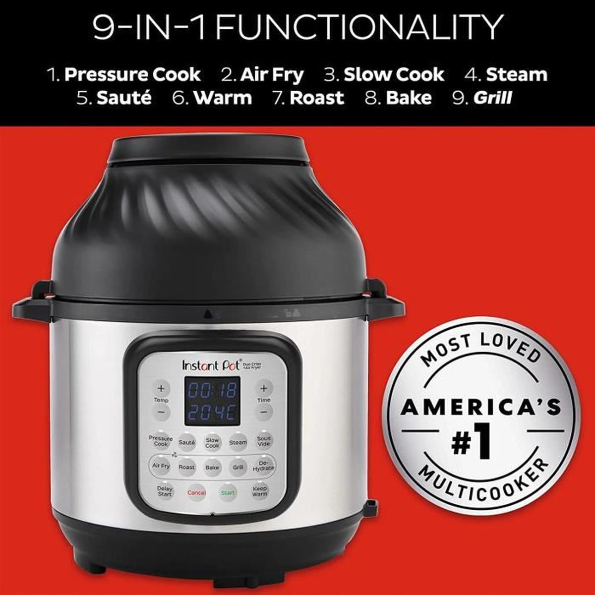 Instant Pot Duo Crisp + Air Fryer 6L Multicooker 11en1 Cuissons sous