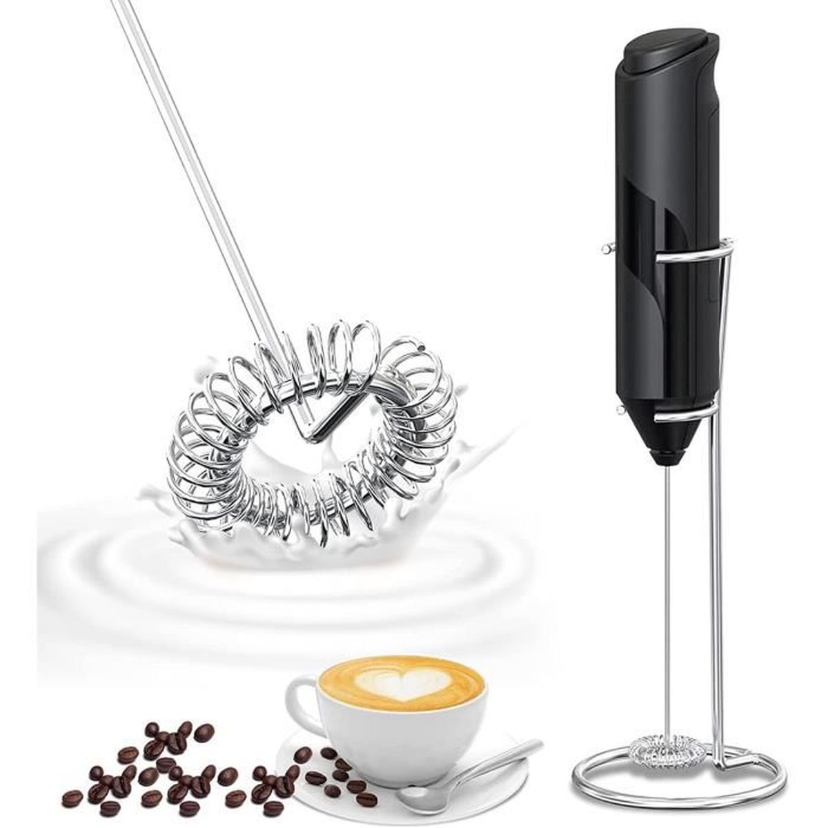 Idéal pour cappuccino WWRmer électrique avec fonction chauffante chocolat chaud Nephit Pichet à lait en verre Prise européenne 250 ml latte 