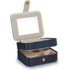 HAVIEANA Boîte à bijoux Simili Cuir Navy 2 Couches,11x9x5.5cm