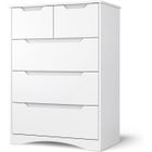 Bealife Commode À 5 Tiroirs - Blanc Commode De Chambre - 71X40x94cm