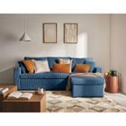 BESTMOBILIER Cyrus - canapé d'angle réversible 4 places - convertible avec coffre - en velours côtelé - Bleu