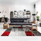 THE DECO FACTORY SUBWAY CUBE Tapis de salon en polypropylène - 160x230 cm - Rouge et gris