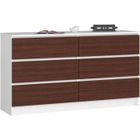 HUCOCO CUPID - Commode style moderne chambre à coucher - 140x77x40 - 6 tiroirs spacieux - Wengé