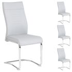 IDIMEX Lot de 4 chaises de salle à manger ou cuisine LOANO, Chaise cantilever avec assise rembourrée et piètement en métal chromé, Gris