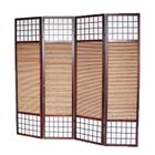 PEGANE Paravent japonais avec 4 pans en bois avec bambou - Hauteur 170 x Largeur 170 cm