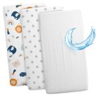 TOTSY BABY Drap housse landau ensemble nacelle 2x housse + protège-matelas imperméable lit d'appoint drap de lit 75 x 35 cm Étoiles blanches