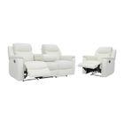 VENTE-UNIQUE Canapé 3 places et un fauteuil relax EVASION en cuir - Blanc ivoire