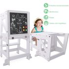 YOLEO Tour apprentissage Transformable bébé, Tour d'observation pour Enfants Montessori Pliable, avec Tableau Noir et Blanc, BLANC