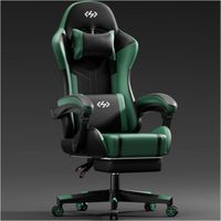 HLONONE Chaise Gaming, Siège de Bureau réglable, Fauteuil Gaming avec Repose-Pieds télescopique, Noir et Vert