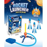 fusée Jouet, Fusee Jeux Enfants extérieur, Lanceur de Fusée à Pédale, fusée Spatiale Jouet avec 3 roquettes de Rechange en Mousse