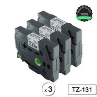 3x Noir sur clair Brother TZe-131/TZ-131 Ruban Cassette Étiqueteuse Compatible avec 12mm Pour GL-100,PT-1000,PT-1000BM,PT-1010