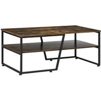 Table basse rectangulaire - HOMCOM - Style industriel - Étagère de rangement - Aspect vieux bois - 106x55x45cm