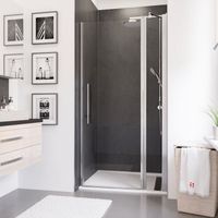 Porte de douche pivotante sur paroi fixe - SCHULTE - NewStyle - Verre transparent anticalcaire - 100 x 192 cm