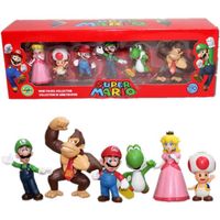 Figurine - SEBTHOM - Super Mario Luigi Donkey Kong Peach Toad Yoshi - Lot de 6 - Rouge - Enfant