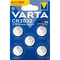 5 piles CR 2032 VARTA en blister dont 1 gratuite