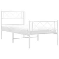 Cadre de lit en métal blanc VGEBY - 90x190 cm - A lattes - Design élégant et intemporel