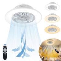 YUENFONG Ventilateur de Plafond Plafonnier Dimmable Lampe de Ventilateur Silencieux, avec Télécommande, Ø56CM, Blanc