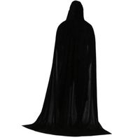 COOK-Cape à Capuche En Velours Robe Longue Capes de Sorcière Costume D'Halloween 170cm Le noir